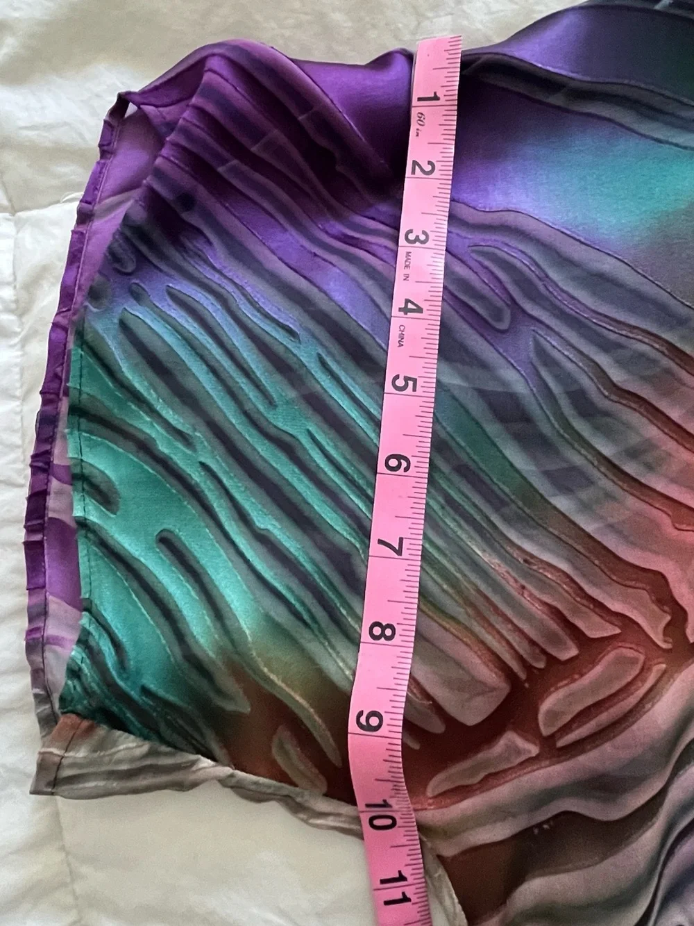 100% Silk Abstract Print Sheer Kimono Cardigan in Purple & Teal one size
